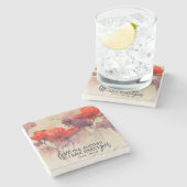 ヨハネ15:12互いに愛し合う聖書の聖句レッドフローラ ストーンコースター (横)