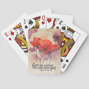 ヨハネ15:12互いに愛し合う聖書の聖句レッドフローラ トランプ