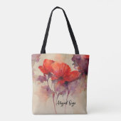 ヨハネ15:12互いに愛し合う聖書の聖句レッドフローラ トートバッグ (裏面)