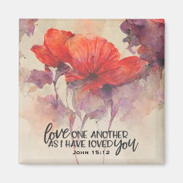 ヨハネ15:12互いに愛し合う聖書の聖句レッドフローラ マグネット
