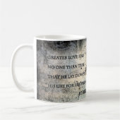 ヨハネ15:13聖なる書物、 経典マグス コーヒーマグカップ (左)