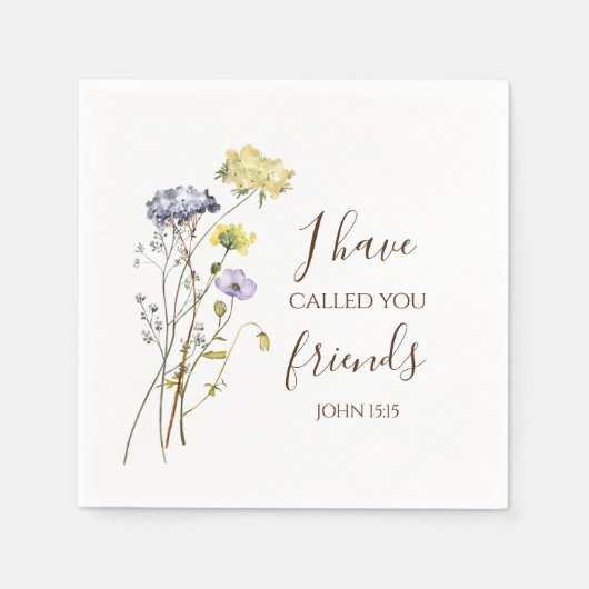 ヨハネ15:15わたしは、あなた方を聖書の聖句と呼んだ スタンダードカクテルナプキン (正面)