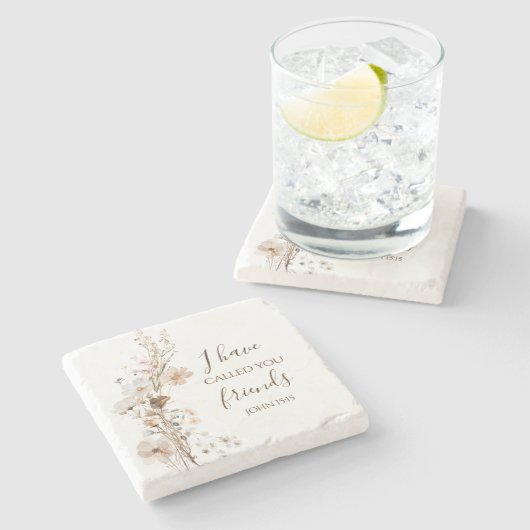 ヨハネ15:15わたしは、あなた方を聖書の聖句と呼んだ ストーンコースター (横)