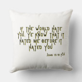 ヨハネ15:18 KJV聖書聖なる書物、 経典節 クッション (裏面)