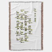 ヨハネ15:18 KJV聖書聖なる書物、 経典節 スローブランケット (正面縦)