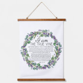 ヨハネ15:1-8ユーカリ・ラベンダーフローラ聖なる書物、 経典 吊り下げ型タペストリー (正面)