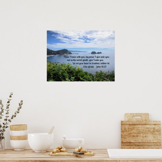 ヨハネ15:27わたしはあなた離れと共に平和を誓う。わたしの平和は与えわたし ポスター (キッチン)