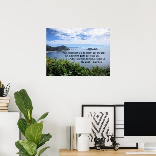 ヨハネ15:27わたしはあなた離れと共に平和を誓う。わたしの平和は与えわたし ポスター (ホームオフィス)