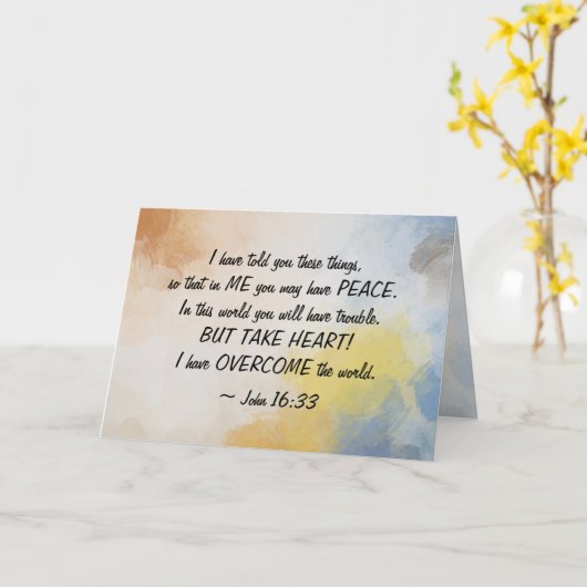 ヨハネ16:33わたしは世界を打ち破った! カード (黄色い花)