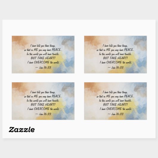 ヨハネ16:33わたしは世界を打ち破った 長方形シール (シート)