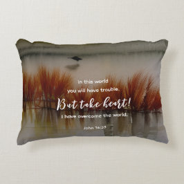 ヨハネ16:33わたしは聖書の聖句クリスチャンを克服した アクセントクッション