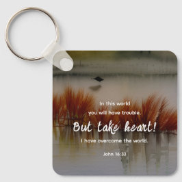 ヨハネ16:33わたしは聖書の聖句クリスチャンを克服した キーホルダー