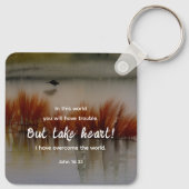 ヨハネ16:33わたしは聖書の聖句クリスチャンを克服した キーホルダー (裏面)