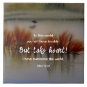 ヨハネ16:33わたしは聖書の聖句クリスチャンを克服した タイル (正面)