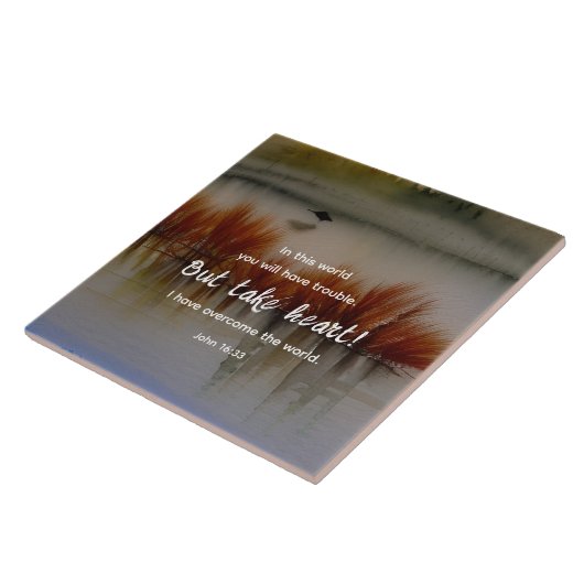 ヨハネ16:33わたしは聖書の聖句クリスチャンを克服した タイル (側面)