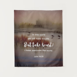 ヨハネ16:33わたしは聖書の聖句クリスチャンを克服した タペストリー