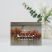 ヨハネ16:33わたしは聖書の聖句クリスチャンを克服した ポストカード (スタンド正面)