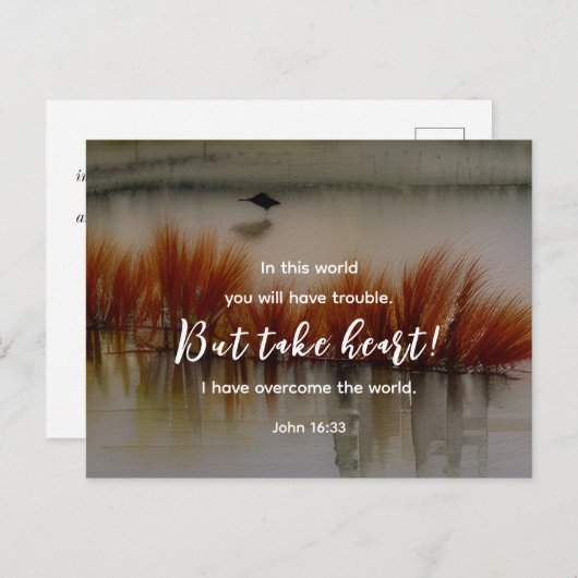 ヨハネ16:33わたしは聖書の聖句クリスチャンを克服した ポストカード (正面/裏面)