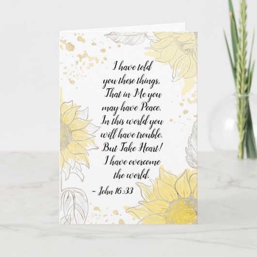 ヨハネ16:33ハート!私は世界を乗り越えた カード (正面)