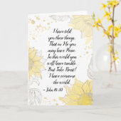 ヨハネ16:33ハート!私は世界を乗り越えた カード (黄色い花)