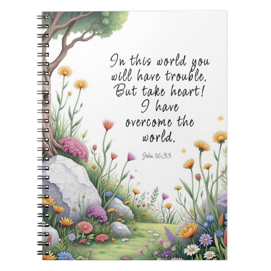 ヨハネ16:33聖書の詩のイメージポスター ノートブック (正面)
