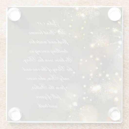 ヨハネ1:14この言葉は聖書の聖句となった ガラスコースター (裏面)