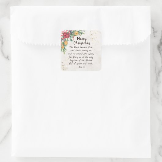 ヨハネ1:14この言葉は肉となり、クリスマスとなった スクエアシール (バッグ)