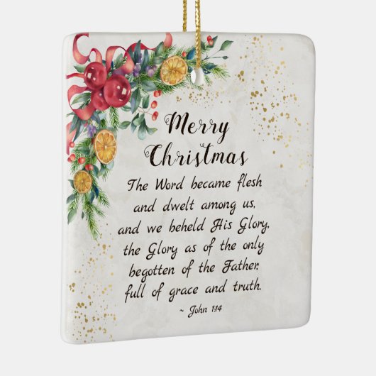 ヨハネ1:14この言葉は肉となり、クリスマスとなった セラミックオーナメント (右)