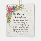 ヨハネ1:14この言葉は肉となり、クリスマスとなった セラミックオーナメント (左)