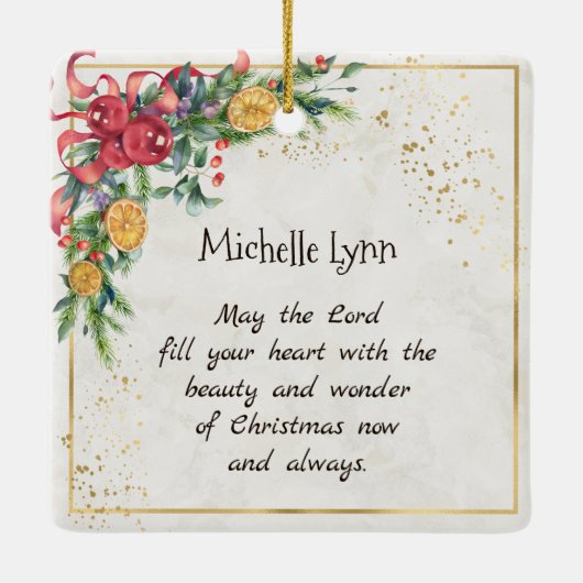 ヨハネ1:14この言葉は肉となり、クリスマスとなった セラミックオーナメント (裏面)