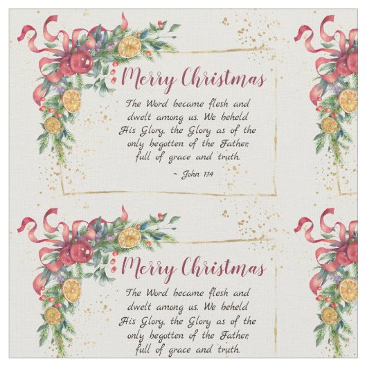 ヨハネ1:14この言葉は肉となり、クリスマスとなった ファブリック (クローズアップ)