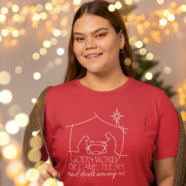 ヨハネ1:14クリスチャン出生レディースクリスマス Tシャツ