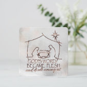 ヨハネ1:14クリスマス出生聖なる書物、 経典宗教 シーズンカード (スタンド正面)