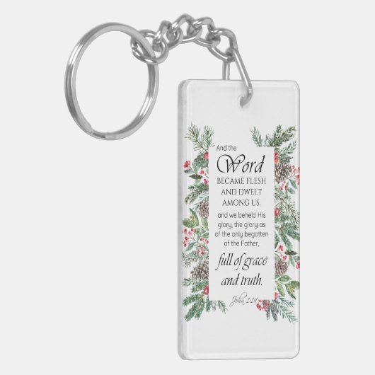 ヨハネ1:14聖書聖句 キーホルダー (正面左)