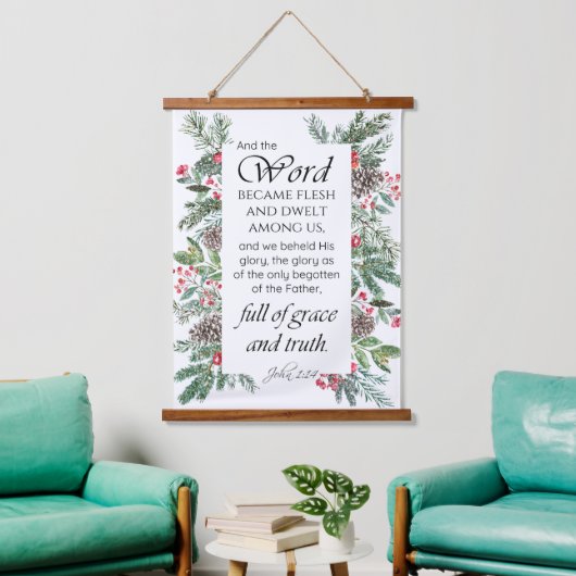 ヨハネ1:14聖書聖句 吊り下げ型タペストリー (リビング)