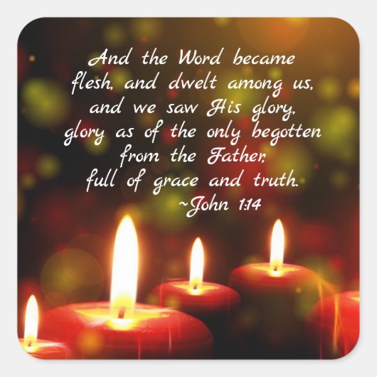 ヨハネ1:14言葉は肉になった聖なる書物、 経典クリスマス スクエアシール (正面)