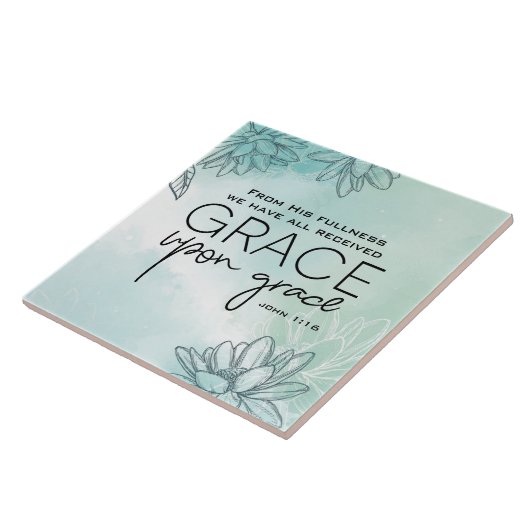 ヨハネ1:16わたしたちは皆,恵みの上に恵みを受けた タイル (側面)