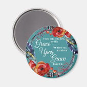 ヨハネ1:16グレスオングレース聖なる書物、 経典 マグネット (正面/裏面)