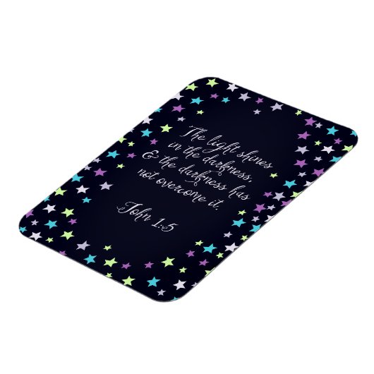 ヨハネ1:5闇の聖書の引用文に光が輝く マグネット (左側)