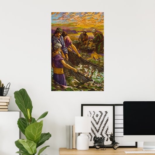 ヨハネ21:1-14 153の魚のポスターの漁獲量 ポスター (ホームオフィス)