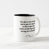 ヨハネ3:16イエス・十字架の聖書の聖句Two-Tone Coff ツートーンマグカップ (正面右)