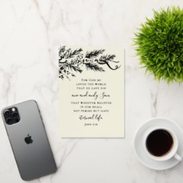 ヨハネ3:16エレガントパインモダン・クリスチャン・クリスマス 箔シーズンカード