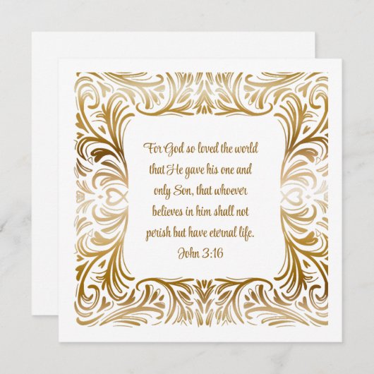 ヨハネ3:16カスタム文字ゴールデンエレガントクリスマス (正面/裏面)