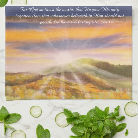 ヨハネ3:16キッチンタオル キッチンタオル (折り畳み)