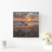 ヨハネ3:16キリスト教の信仰の海と夕日 スクエア壁時計 (ホーム)