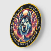 ヨハネ3:16キリスト教信仰ハスキー犬 ラージ壁時計 (傾斜)