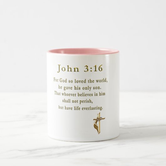 ヨハネ3:16クリスチャンのギフト二音コーヒーマグ ツートーンマグカップ (中央)