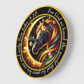 ヨハネ3:16クリスチャン黒白馬頭 ラージ壁時計 (傾斜)