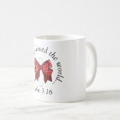 ヨハネ3:16コケット赤弓十字架 コーヒーマグカップ (正面右)