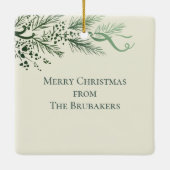 ヨハネ3:16セージパーソナライズされたパインのクリスマスプレゼント セラミックオーナメント (裏面)